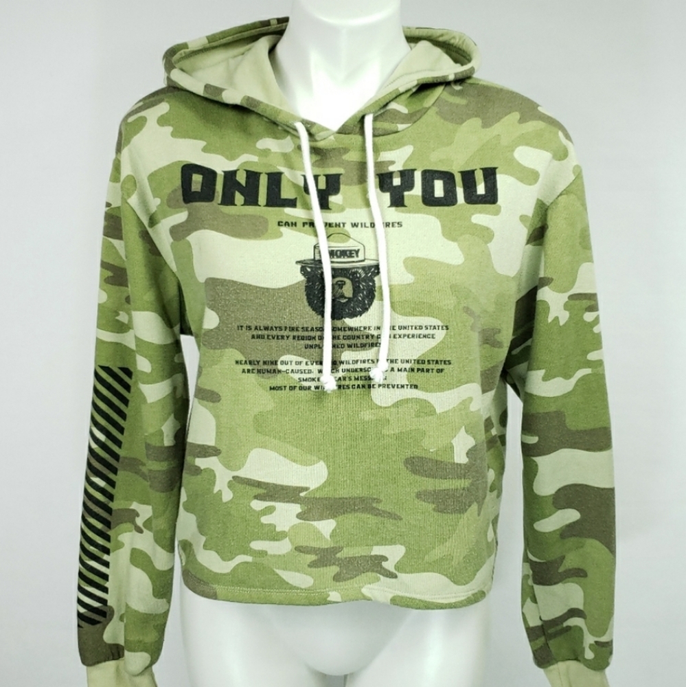 SMOKEY BEAR Camouflage Camo Only You Forest Fire Sweatshirt G